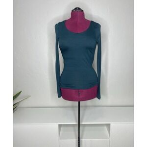 Akris Punto Top Women's 6‎ Modal Basic Jersey Long Sleeve Teal Color